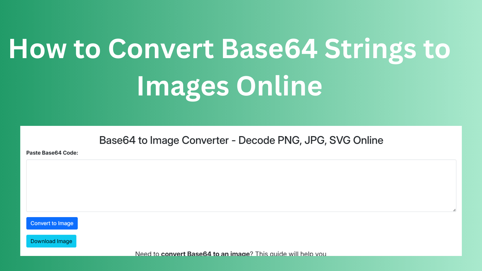 How to Convert Base64 Strings to Images Online How to Convert Base64 Strings to Images Online
