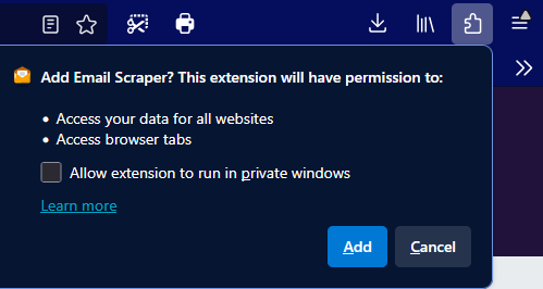 Firefox Extension Permission