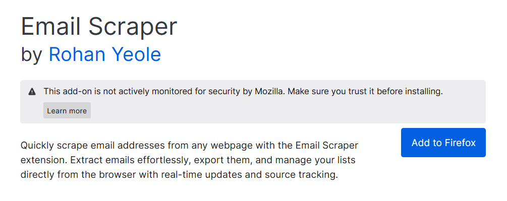 Firefox Email Scraper